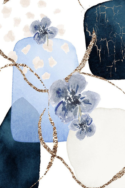 Floral Blue-1 Poster Print - Sally Ann Moss