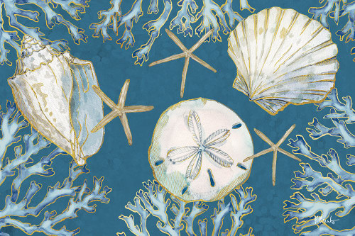 Playa Shells Horizontal - Indigo Poster Print - Paul Brent