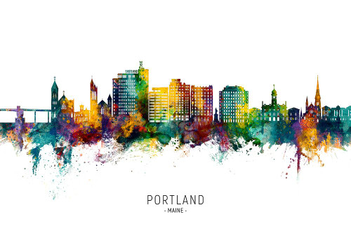 Portland Maine Skyline Poster Print - Michael Tompsett