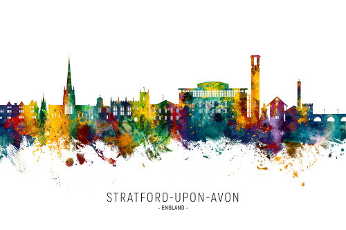 Stratford-upon-Avon England Skyline Poster Print - Michael Tompsett