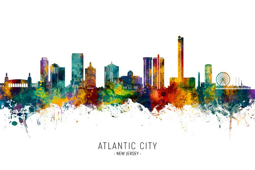Atlantic City New Jersey Skyline Poster Print - Michael Tompsett