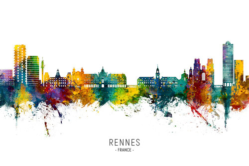 Rennes France Skyline Poster Print - Michael Tompsett