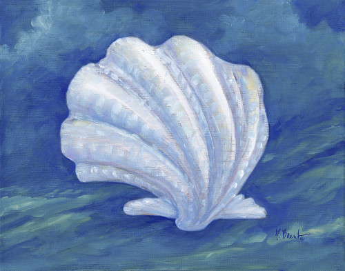 Impressions of Shells IV - Scallop - Indigo Poster Print - Paul Brent