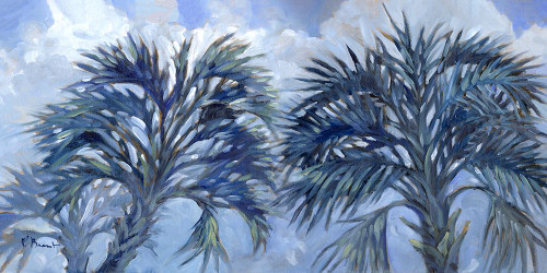 Impressions of Palms Indigo - Triple Palm Poster Print - Paul Brent