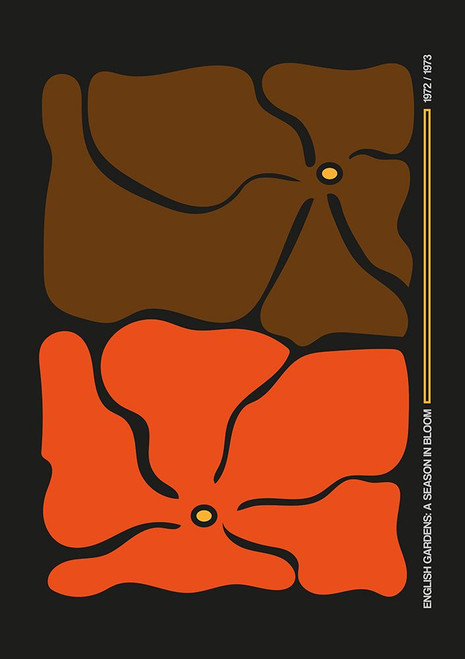 Two By Two Flower Grey/Orange Poster Print - Frances Collett