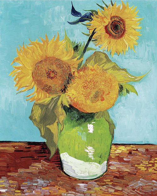 Vase With Three Sunflowers Poster Print - Pictufy