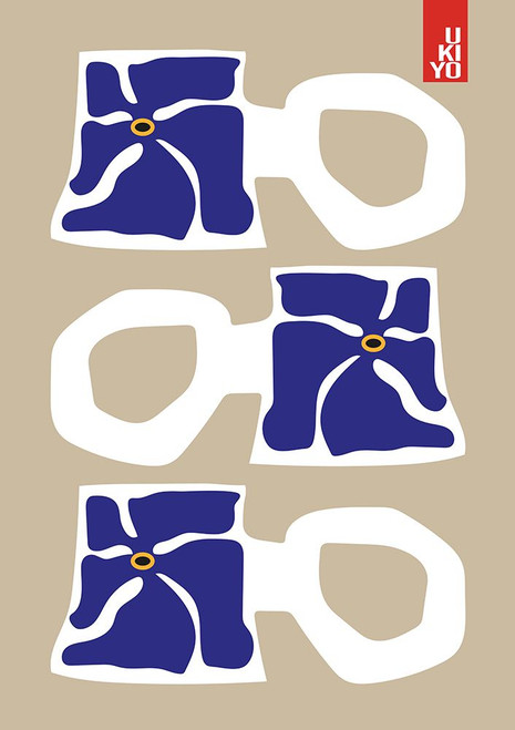 Ukiyo Mug Blue Poster Print - Frances Collett