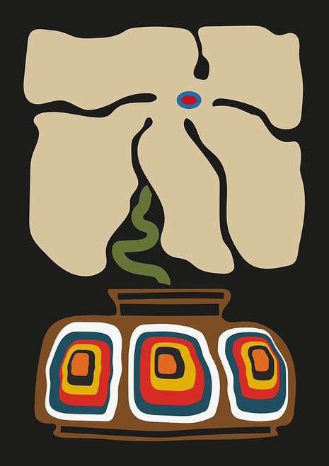 Ukiyo Flower Grey Poster Print - Frances Collett