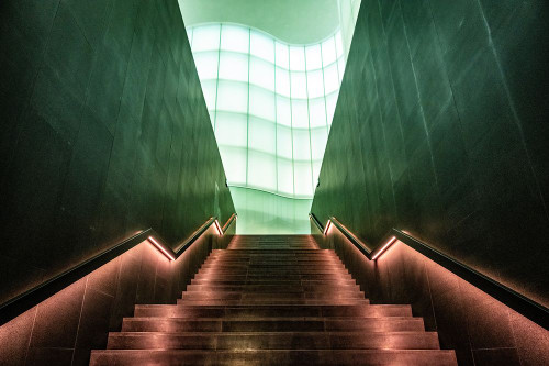 atrium stairs Poster Print - Linda Wride