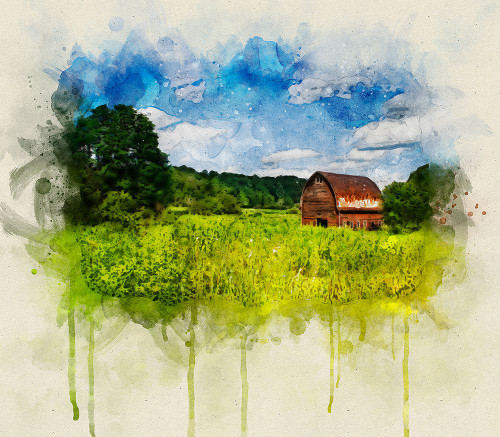 Barn 2 Watercolor Poster Print - Rachel Lee