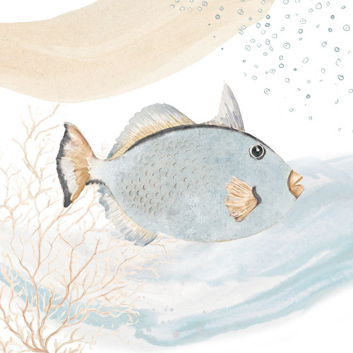 Ocean Oasis Waves Blue Fish Poster Print - Patricia Pinto