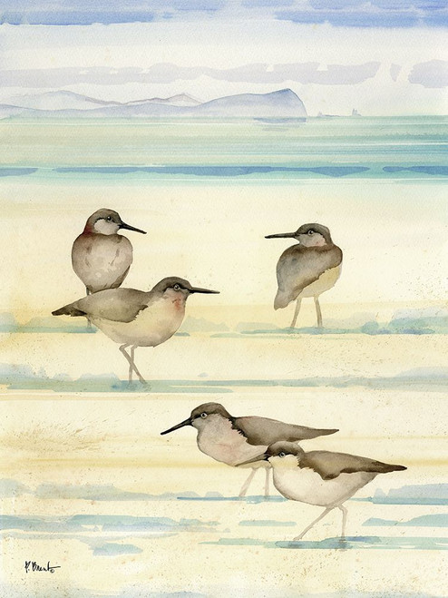 Oceanside Sandpipers Vertical Poster Print - Paul Brent