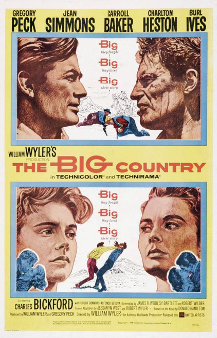 The Big Country, Us Poster Art, Top From Left: Gregory Peck, Charlton Heston, Bottom From Left: Carroll Baker, Jean Simmons, 1958. Poster Print