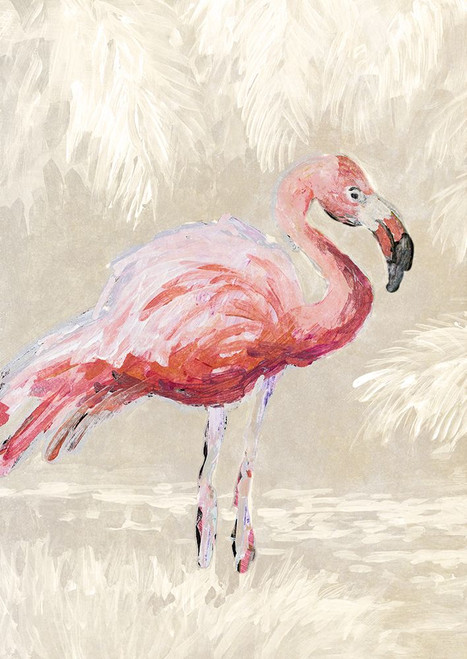 Flamingo On Taupe Poster Print - Jane Slivka
