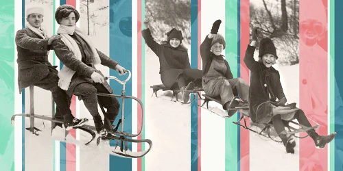 Vintage Sledding Poster Print - Studio SEA