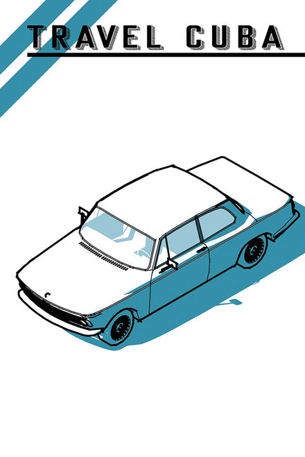 Travel Cuba Blue Car Poster Print - Jay Stanley