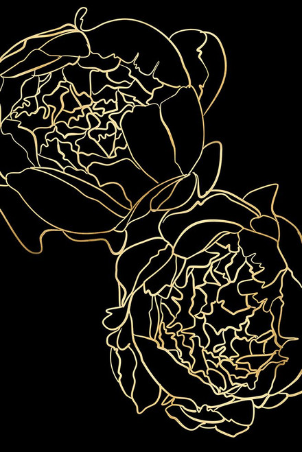 Sallys peonies in gold and black Poster Print - Blursbyai Rosana Laiz