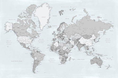 Distressed world map with cities, Darryl Poster Print - Blursbyai Rosana Laiz
