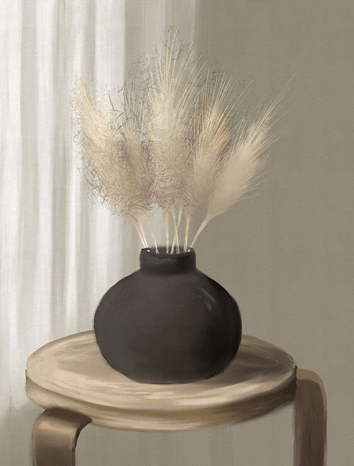 Pampas Grass In Black Vase Poster Print - Elizabeth Medley