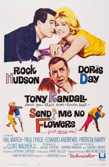 Send Me No Flowers, Top L-R: Rock Hudson, Doris Day, Bottom: Tony Randall On Poster Art, 1964 Poster Print