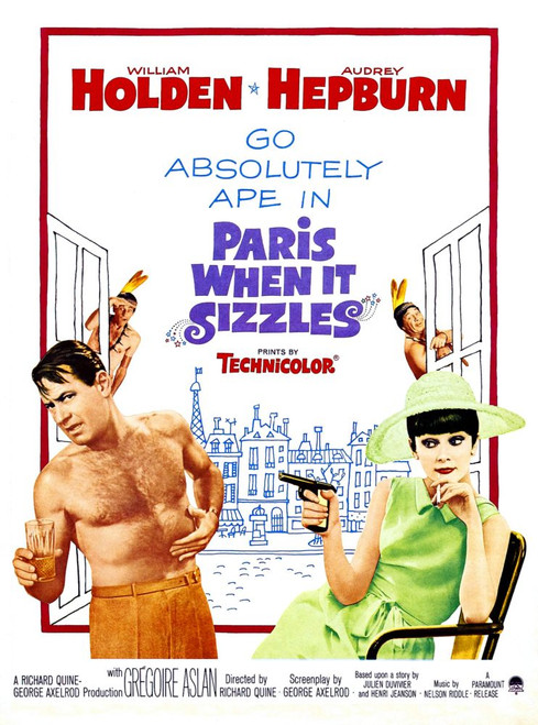 Paris When It Sizzles, William Holden, Audrey Hepburn, 1964. Poster Print