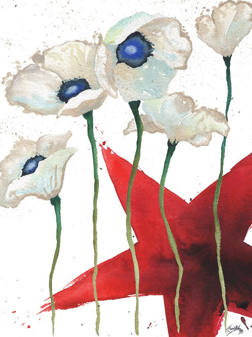 Patriotic Floral IV Poster Print - Elizabeth Medley