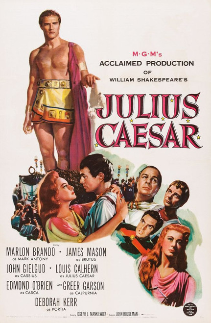 Julius Caesar, Us Poster Art, Marlon Brando, Embracing From Left: Deborah Kerr, James Mason, Rear From Left: Louis Calhern, John Gielgud, Edmond O'Brien, Greer Garson, 1953 Poster Print
