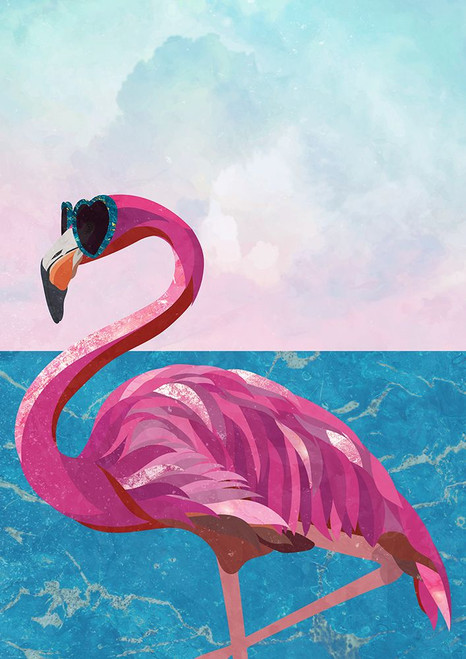 Flamingo goes to the beach Poster Print - Sarah Manovski