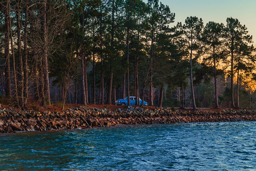 Untitled Blue Car Sunset Photo Poster Print - Will Malone