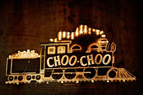 Choo Choo Sign Textured Poster Print - Rachel Lee