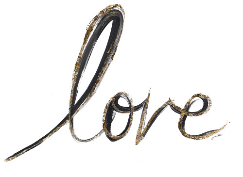 Black and Gold Strokes Love Poster Print - Gina Ritter