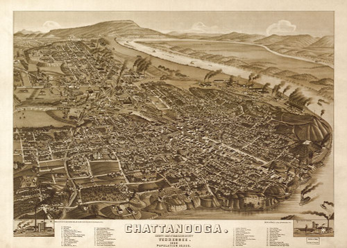 Chattanooga Map 1886 Poster Print - Rachel Lee