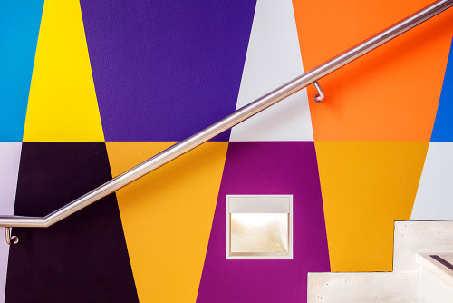 Climbing the rainbow stairs Poster Print - Linda Wride