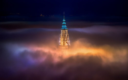 Toledo City Foggy Night Poster Print - Jesus M. Garcia