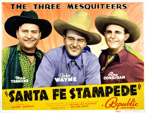 Santa Fe Stampede, Max Terhune, John Wayne, Ray Corrigan, 1938 Poster Print