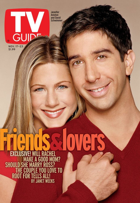 Friends, From Left: Jennifer Aniston, David Schwimmer. Tv Guide Cover, 11/17-23/2001. Tv Guide/Courtesy Everett Collection Poster Print