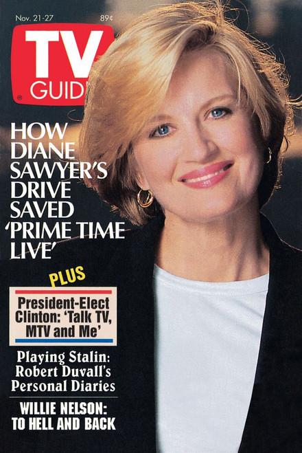 Abc News, Diane Sawyer, Tv Guide Cover, November 21-27, 1992. Tv Guide/Courtesy Everett Collection Poster Print