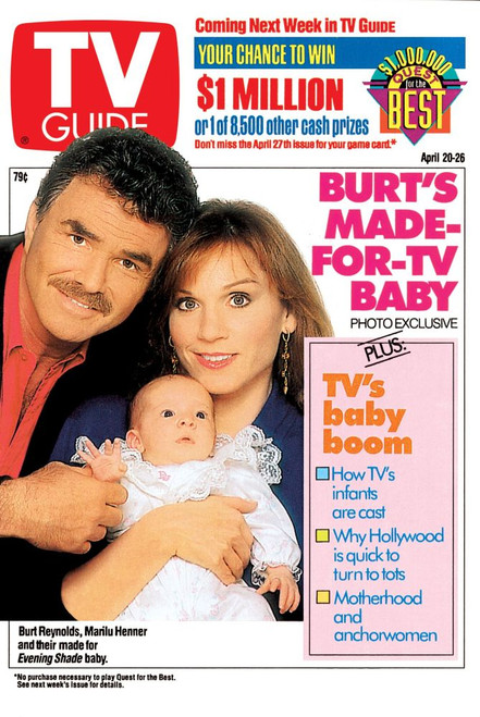 Evening Shade, Burt Reynolds, Marilu Henner, Tv Guide Cover, April 20-26, 1991. Ph: Mario Casilli. Tv Guide/Courtesy Everett Collection Poster Print