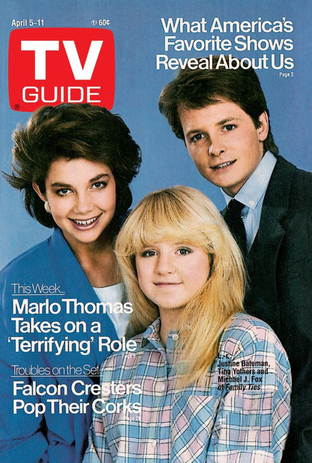 Family Ties, From Left: Justine Bateman, Tina Yothers, Michael J. Fox, Tv Guide Cover, April 5-11, 1986. Tv Guide/Courtesy Everett Collection Poster Print