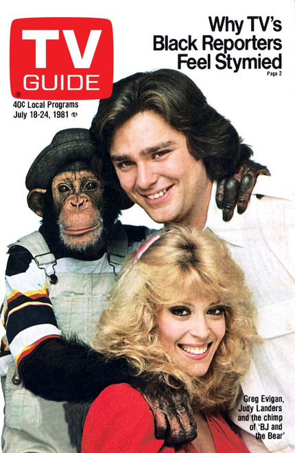 B.J. & The Bear, Sam The Chimp, Greg Evigan, Judy Landers, Tv Guide Cover, July 18-24, 1981. Tv Guide/Courtesy Everett Collection Poster Print
