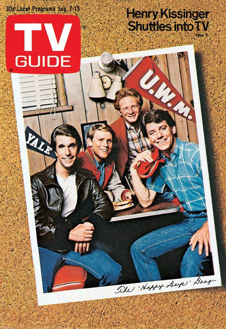 Happy Days, From Left: Henry Winkler, Ron Howard, Donny Most, Anson Williams, Tv Guide Cover, January 7-13, 1978. Tv Guide/Courtesy Everett Collection Poster Print