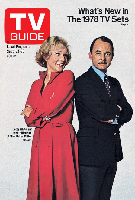 The Betty White Show, From Left: Betty White, John Hillerman, Tv Guide Cover, September 24-30, 1977. Tv Guide/Courtesy Everett Collection Poster Print