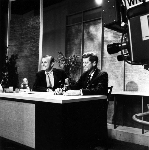 Tonight Starring Jack Paar,, From Left: Jack Paar, John F. Kennedy, Season 3, Ep. 166, Aired 6/16/1960,. / Tv Guide / Courtesy Everett Collection Poster Print