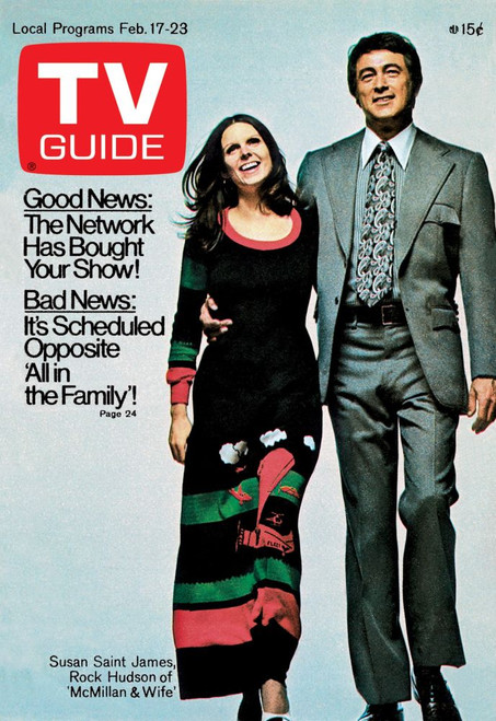 Mcmillan And Wife, From Left: Susan Saint James, Rock Hudson, Tv Guide Cover, February 17-23, 1973. Ph: Albert Mackenzie Watson. Tv Guide/Courtesy Everett Collection Poster Print