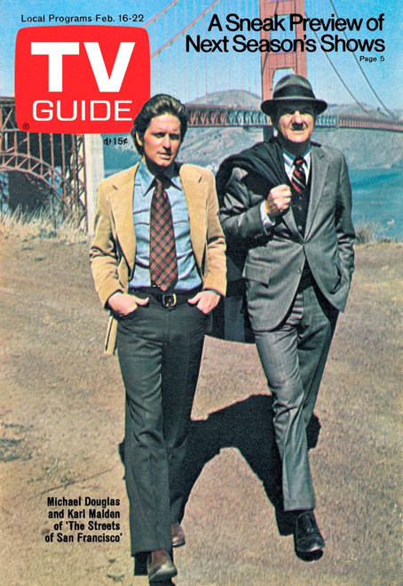 The Streets Of San Francisco, From Left: Michael Douglas, Karl Malden, Tv Guide Cover, February 16-22, 1974. Ph: Curt Gunther. Tv Guide/Courtesy Everett Collection Poster Print