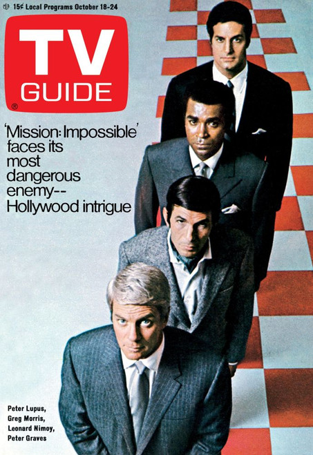 Mission: Impossible, From Top: Peter Lupus, Greg Morris, Leonard Nimoy, Peter Graves, Tv Guide Cover, October 18-24, 1969. Ph: Gene Trindl. Tv Guide/Courtesy Everett Collection Poster Print