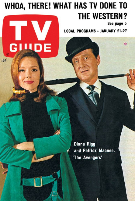 The Avengers, Patrick Macnee, Diana Rigg, Tv Guide Cover, January 21-27, 1967. Tv Guide/Courtesy Everett Collection Poster Print