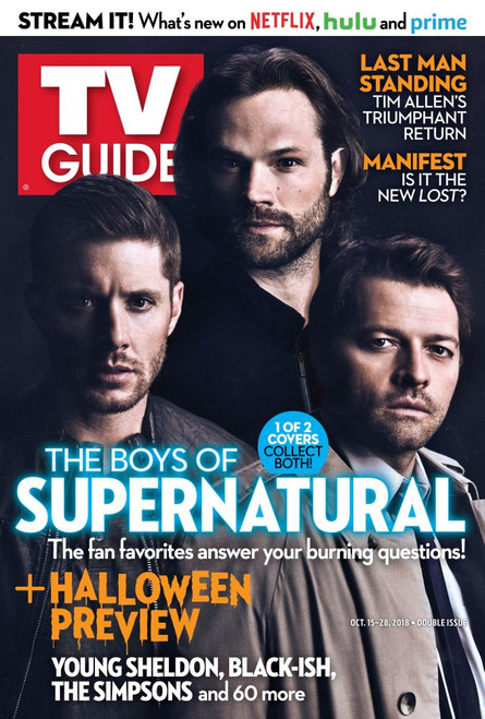 Supernatural, From Left: Jensen Ackles, And Jared Padalecki, Misha Collins, Tv Guide Cover, October 15-28, 2018. Tv Guide/Courtesy Everett Collection Poster Print