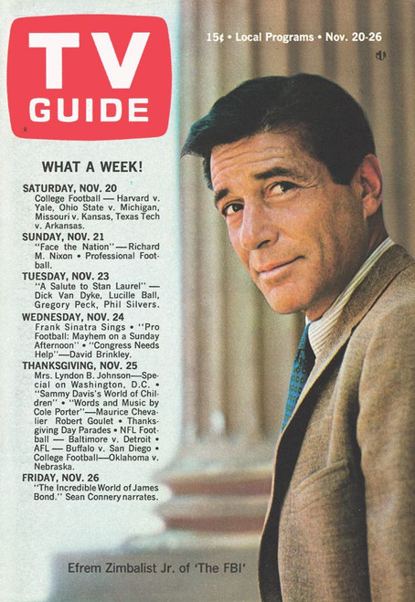 The F.B.I., Efram Zimbalist Jr., Tv Guide Cover, November 20-26, 1965. Tv Guide/Courtesy Everett Collection Poster Print