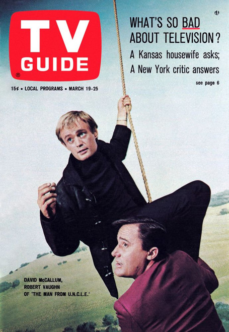 The Man From U.N.C.L.E., From Left: David Mccallum, Robert Vaughn, Tv Guide Cover, March 19-25, 1966. Tv Guide/Courtesy Everett Collection Poster Print